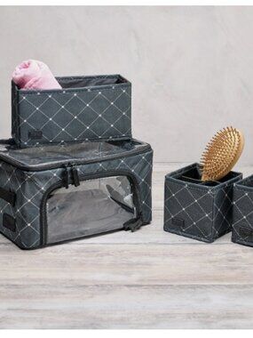 Periea Set of 4 Compact Cosmetic Set Storage-Black Diamond-NEW-V90533